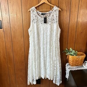 Lane Bryant White Lace Sheath Dress Sleeveless Lined Plus Size 22 24